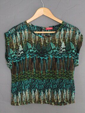 VINTAGE Peacock blue sheer top
